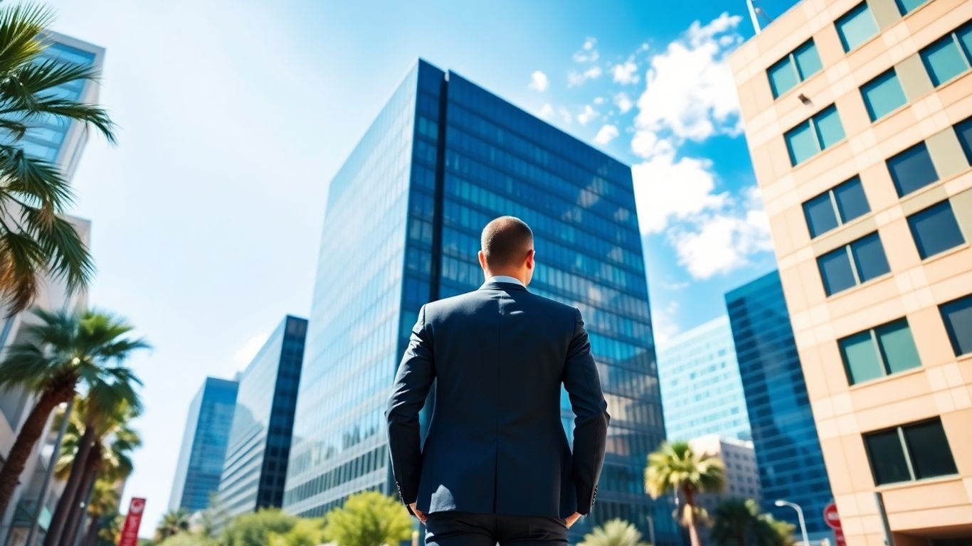 Arizona cityscape with financial professional