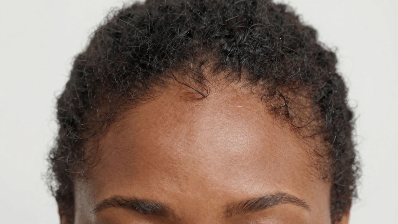 Black woman's hairline showing early signs of thinning.