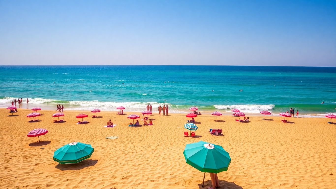 Słoneczna plaża w Bułgarii z turkusowym morzem