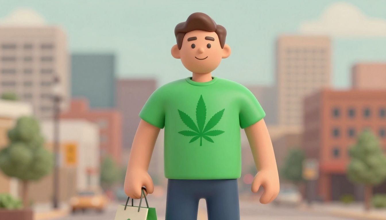 Cartoon marijuana man in Denver, Colorado.
