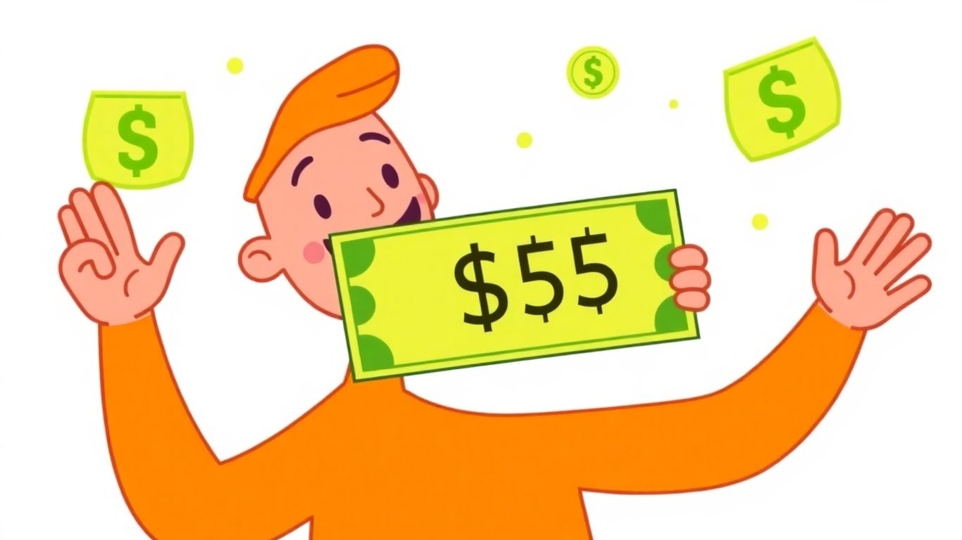 Person holding a small loan with money symbols