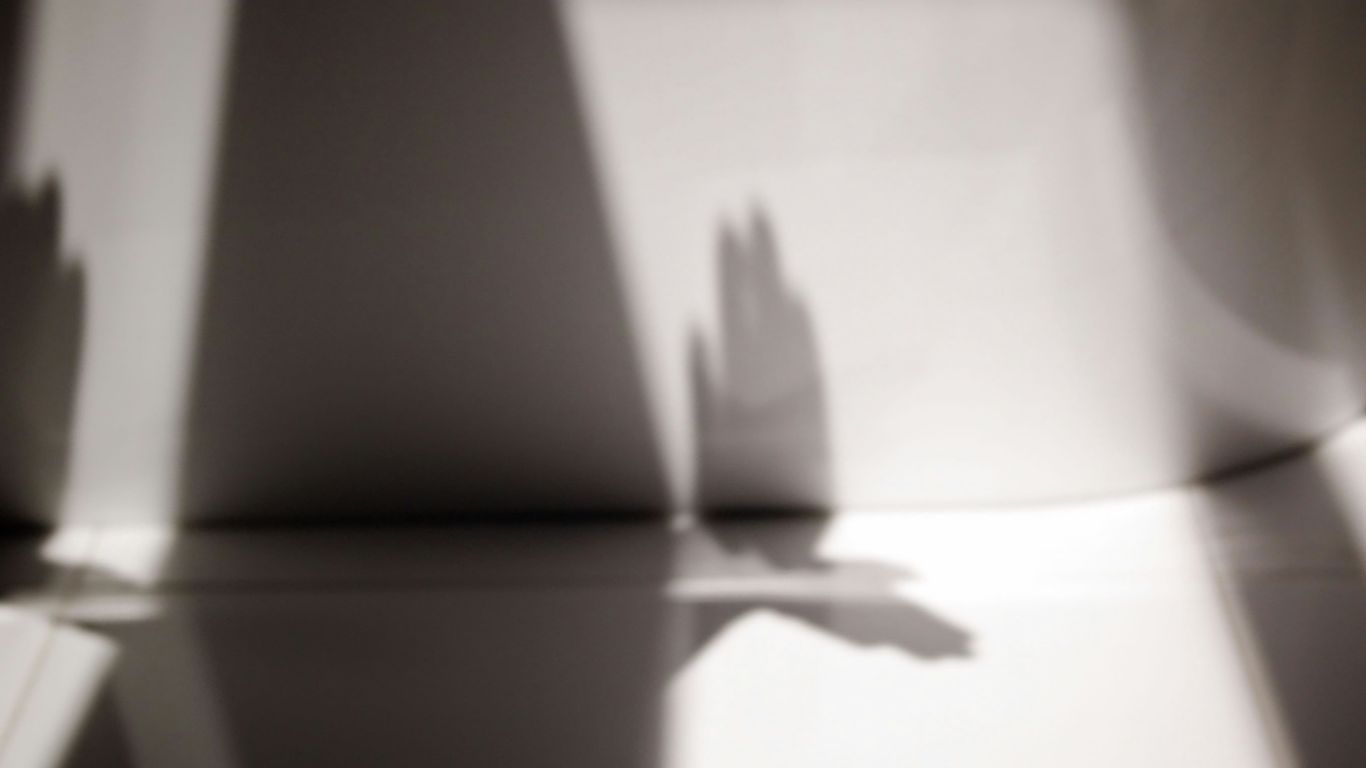 the shadow of a person's hand on a table