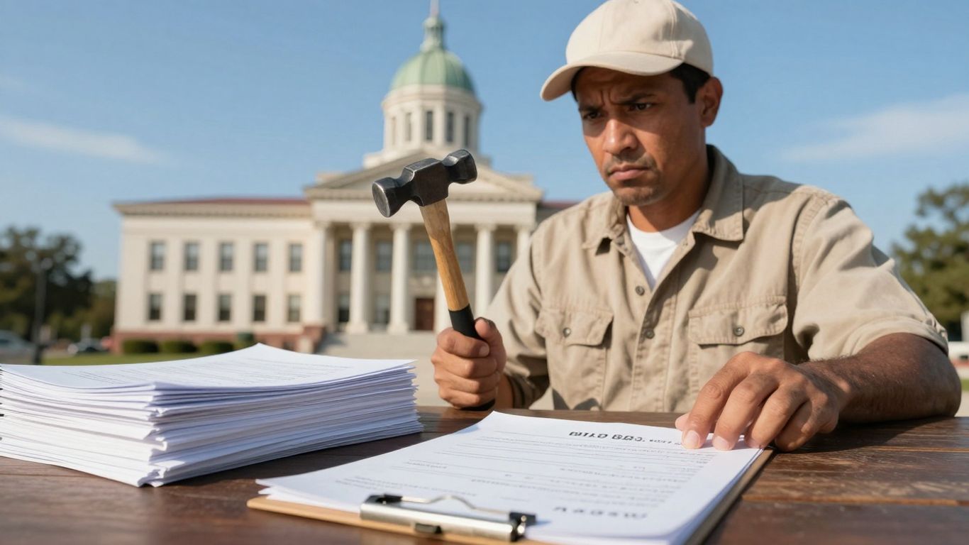 Texas contractor worried about unpaid invoices near courthouse.
