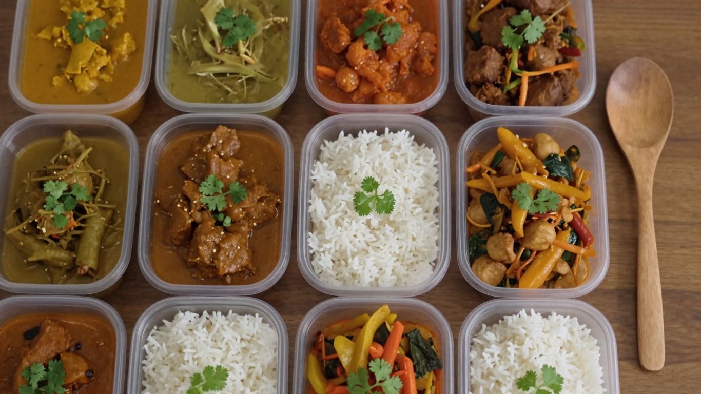 Pre-portioned Indian food containers for weekly meal prep.