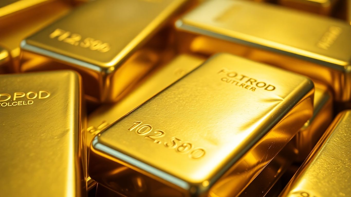 堆叠的回收金锭，散发着金属光泽。