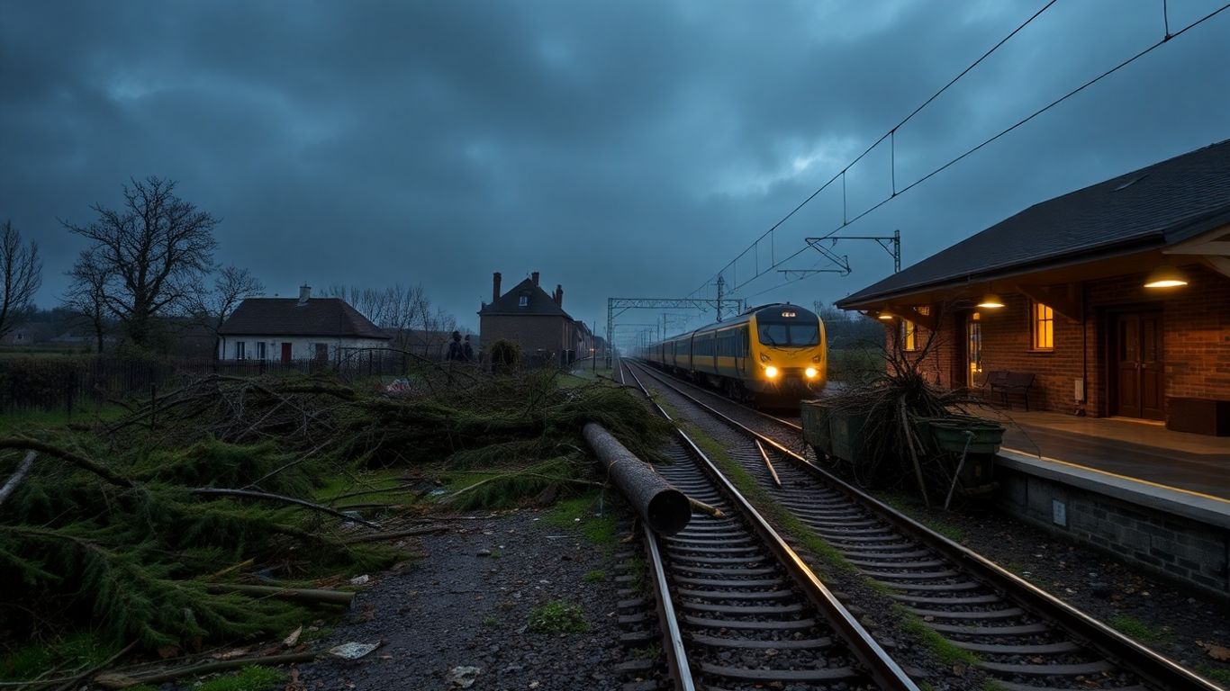 Train arrêté à cause de la tempête Benjamin en Bretagne.