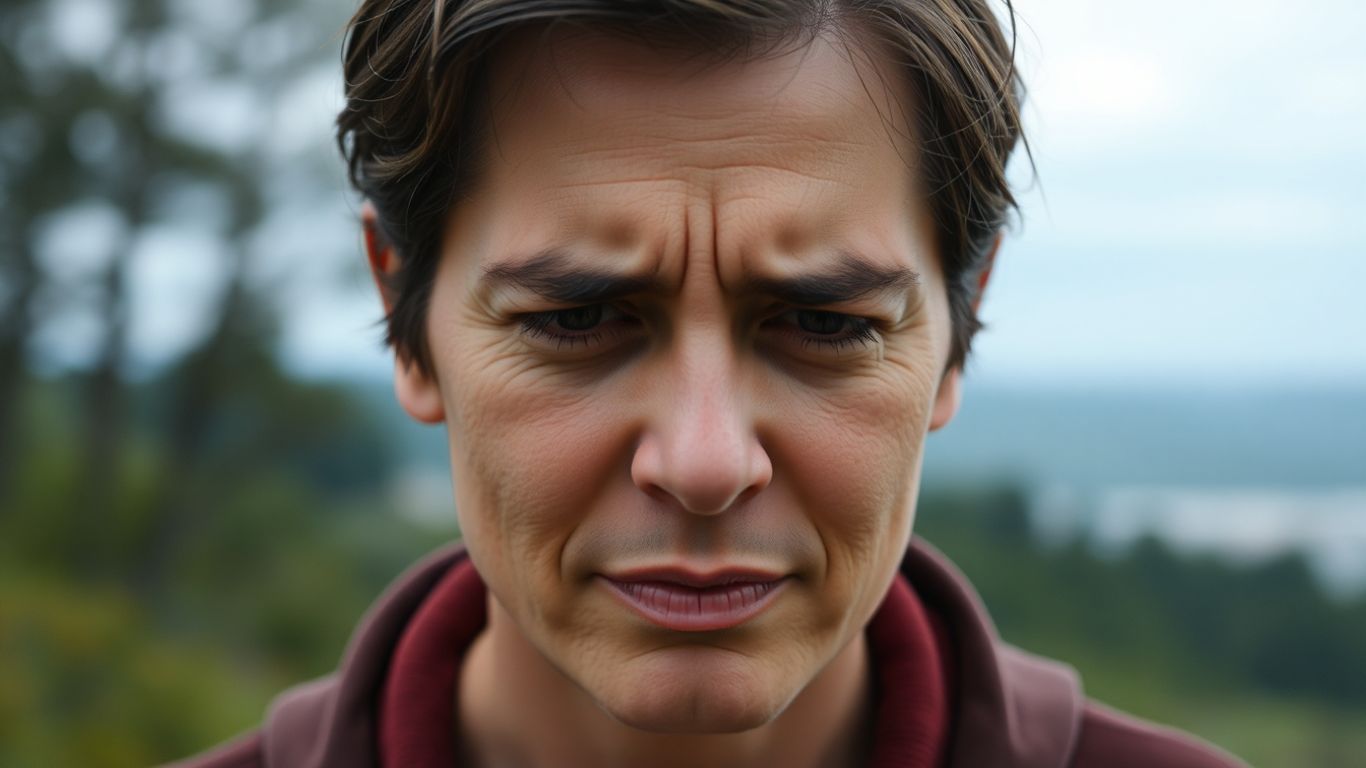 Pessoa estressada com cortisol elevado em ambiente natural.