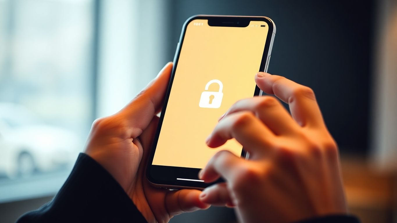 Hands holding smartphone with digital wallet and lock icon.