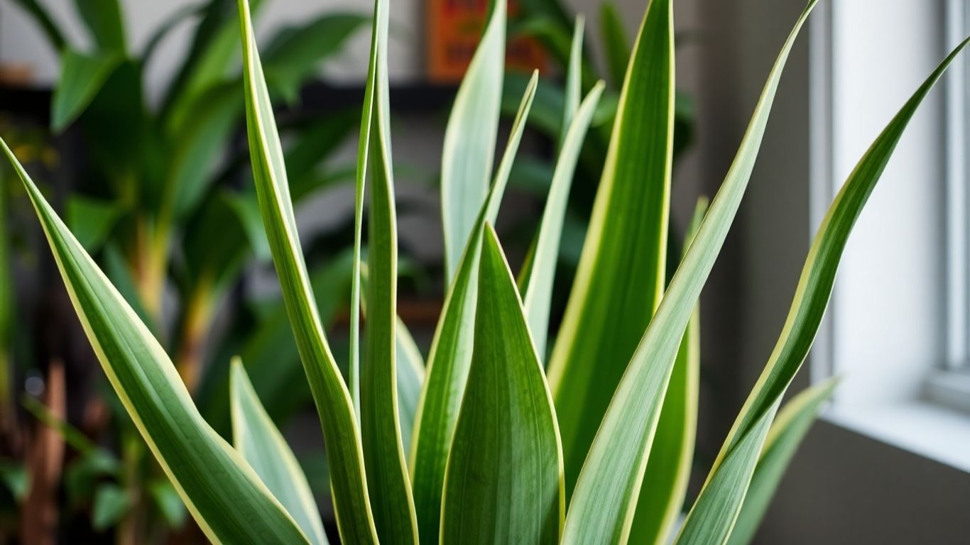 Planta Espada de São Jorge em vaso, com folhas verdes altas.