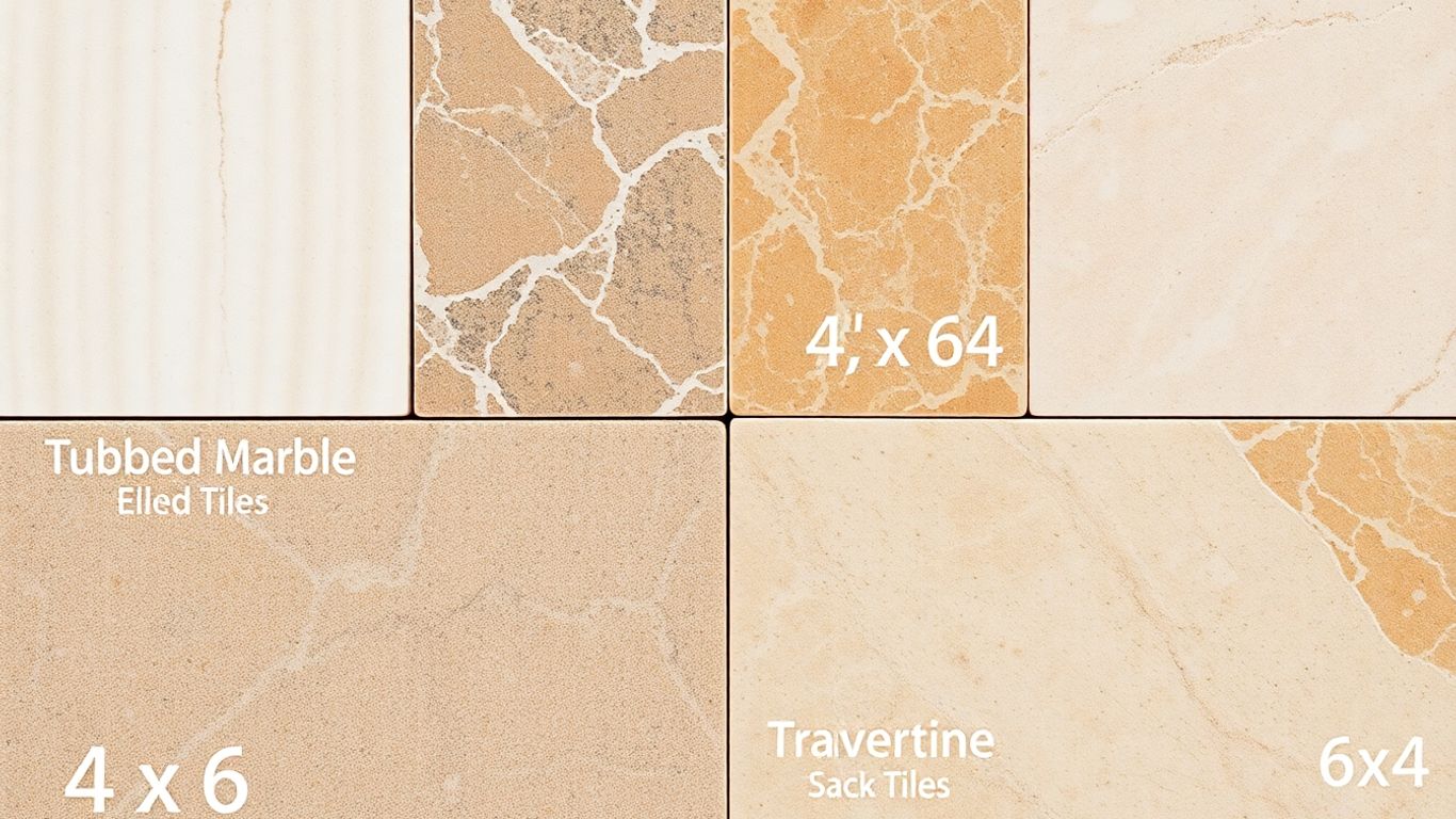 Tumbled marble and travertine tiles