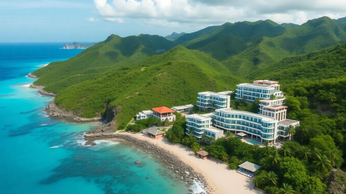 Labuan Bajo coastline with hotels