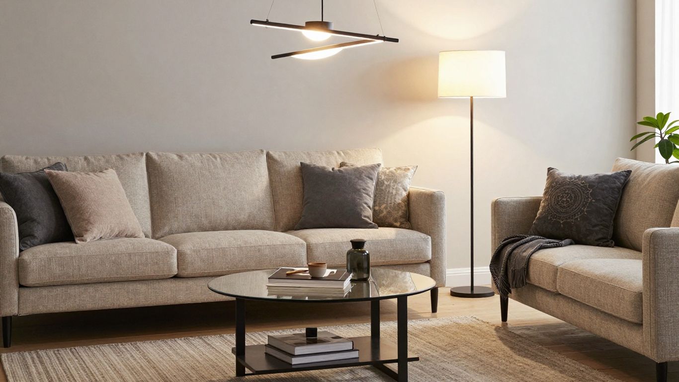 Modern John Lewis lighting in a stylish living room.