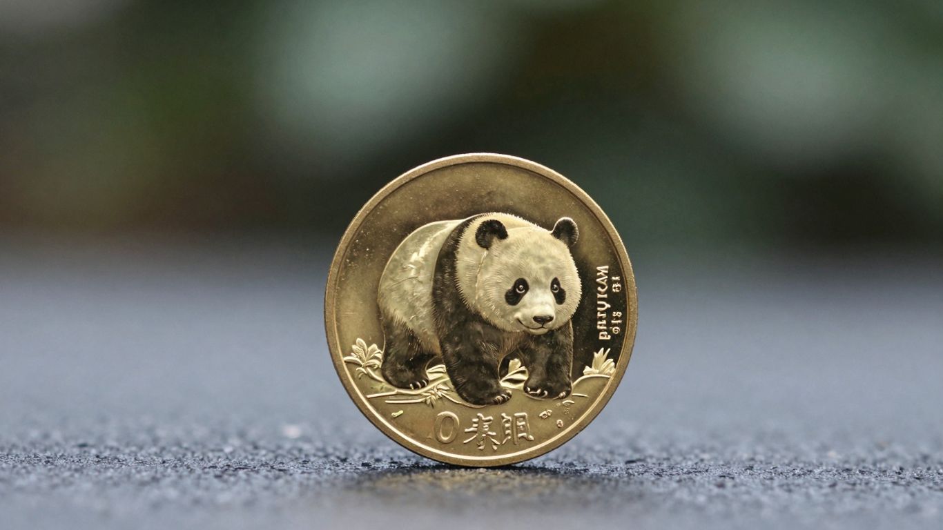 Gold Panda coin detail