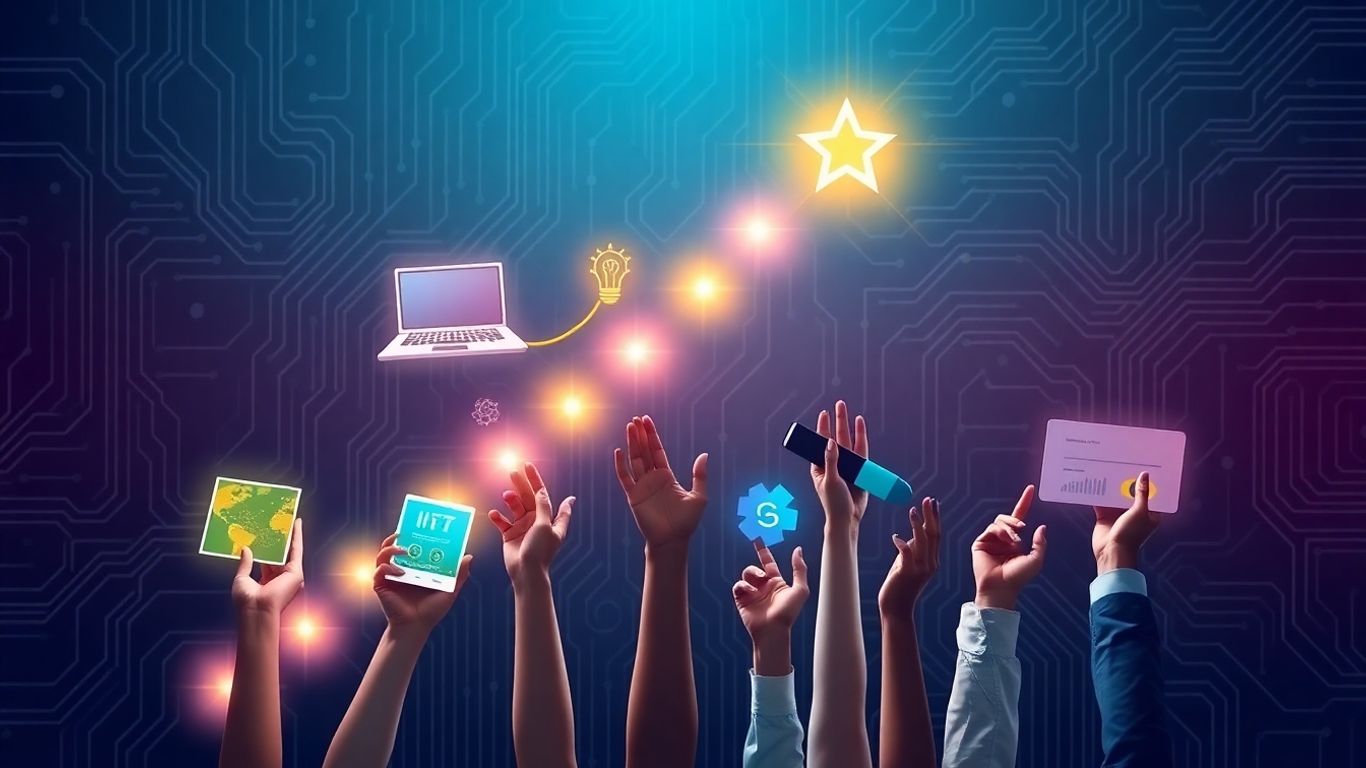 IT career ladder with icons and certificates