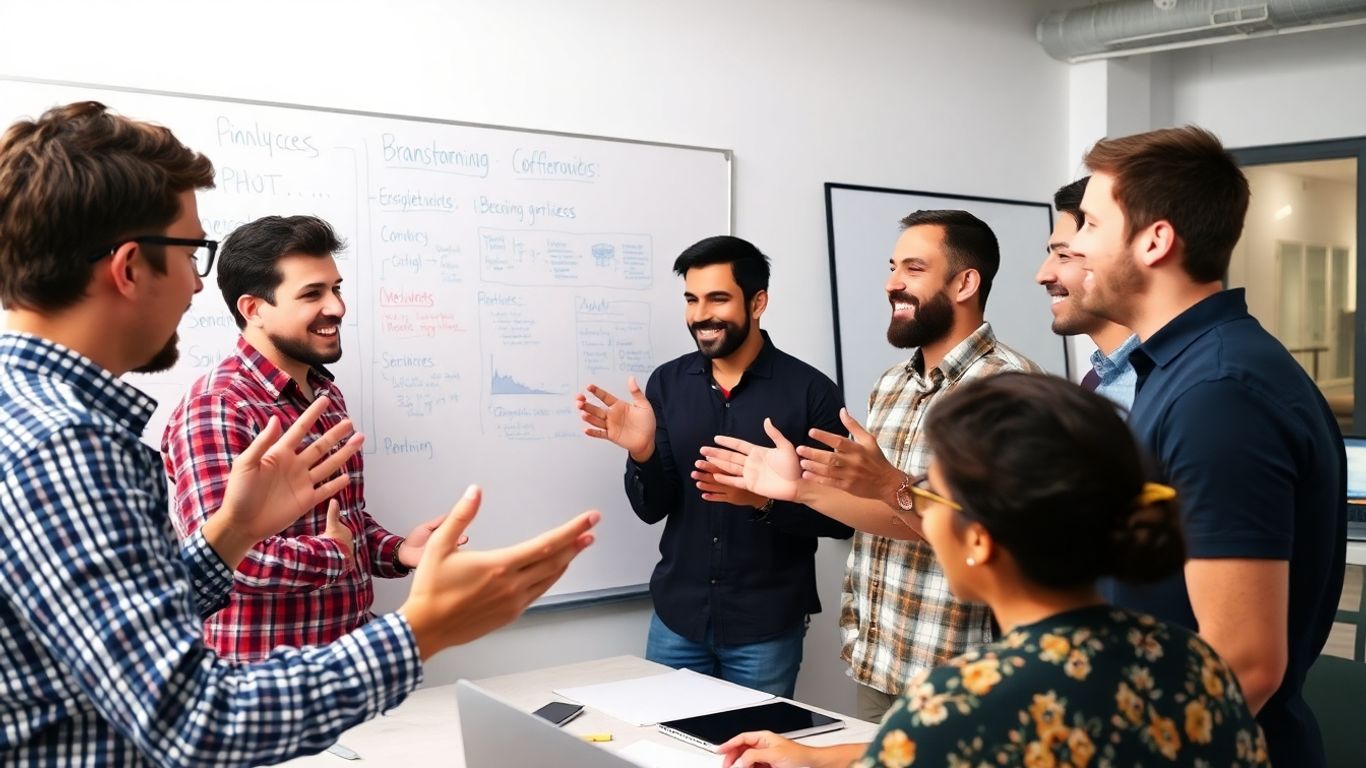 Team collaborating on agile software development