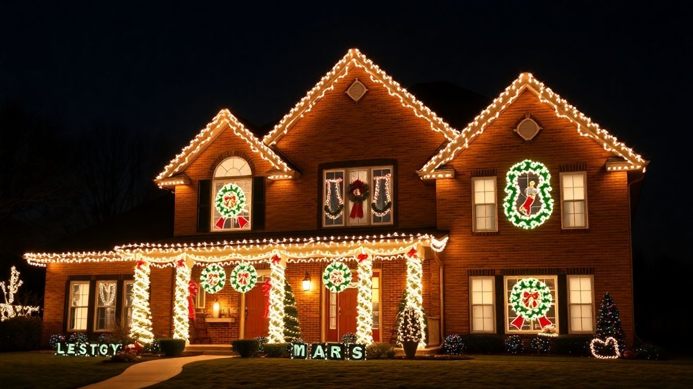Dardenne Prairie house with elaborate Christmas light display.