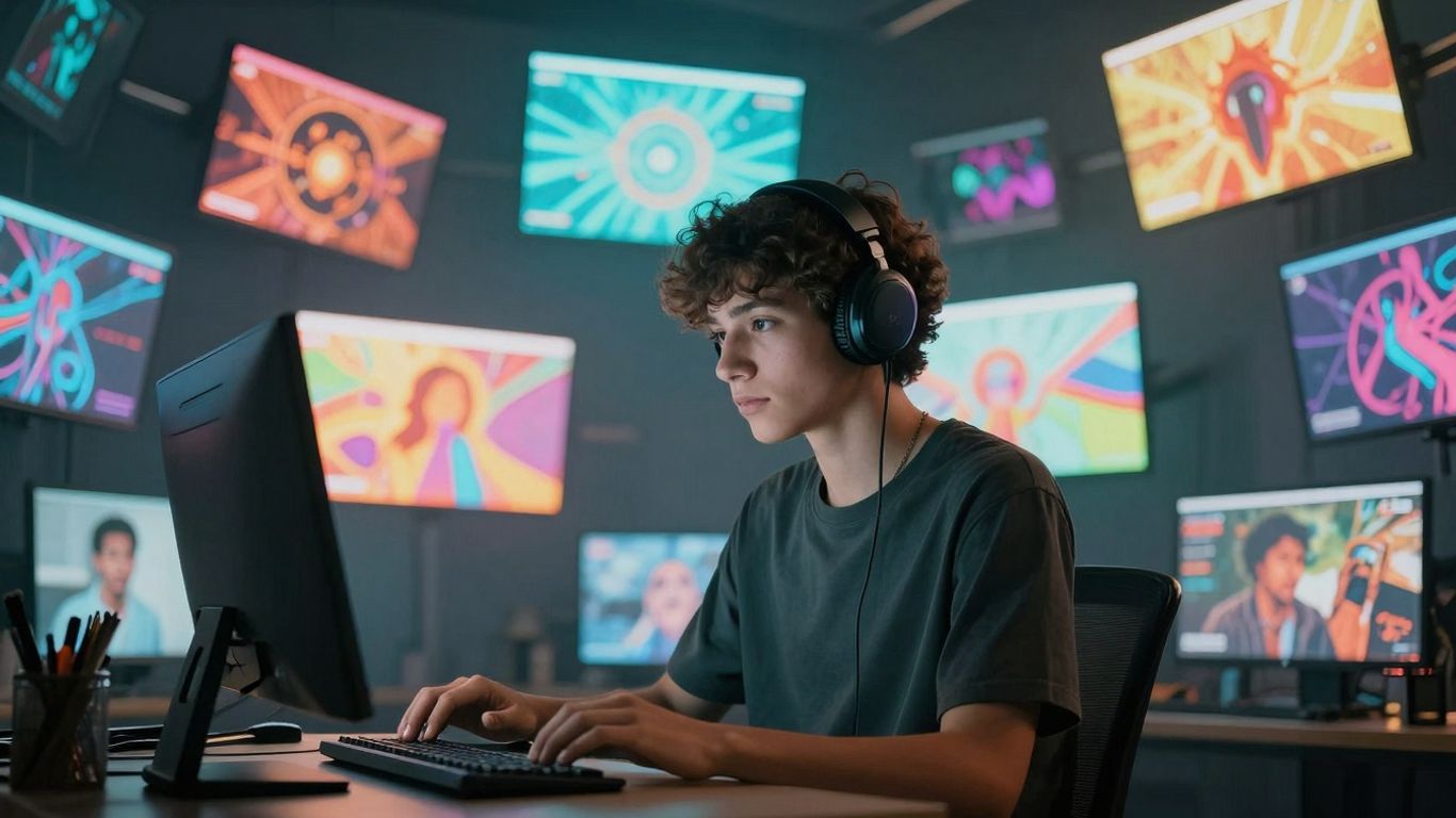 Tânăr conectat la cultura digitală, generația Z.