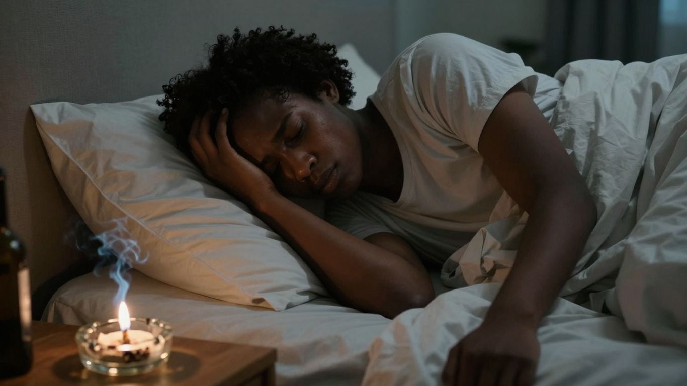 10 Habits Secretly Sabotaging Your sleep 1 Person in bed near a smoldering cigarette.