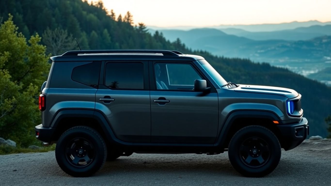 Scout SUV on mountain overlook, hybrid vs EV