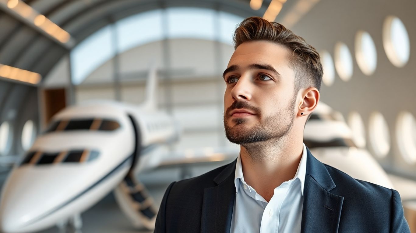 Kolin Jones, owner of Amalfi Jets, with a jet in background.