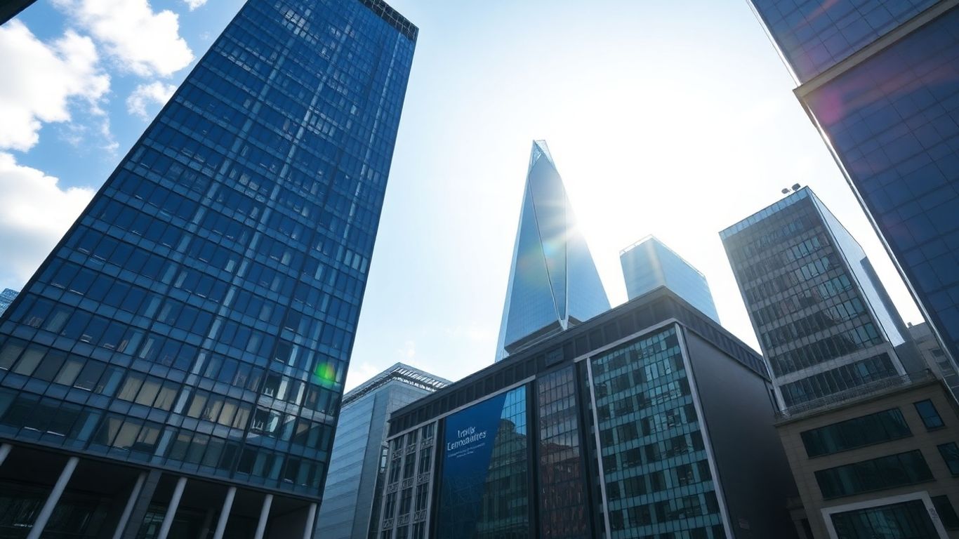 Tall buildings in London, the world's financial center.
