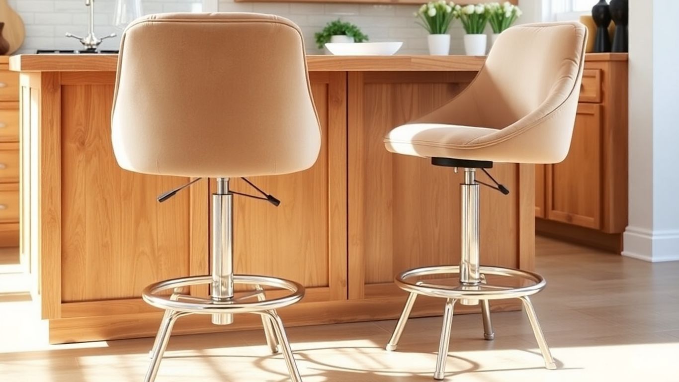 Comfortable swivel counter stools at a kitchen island.
