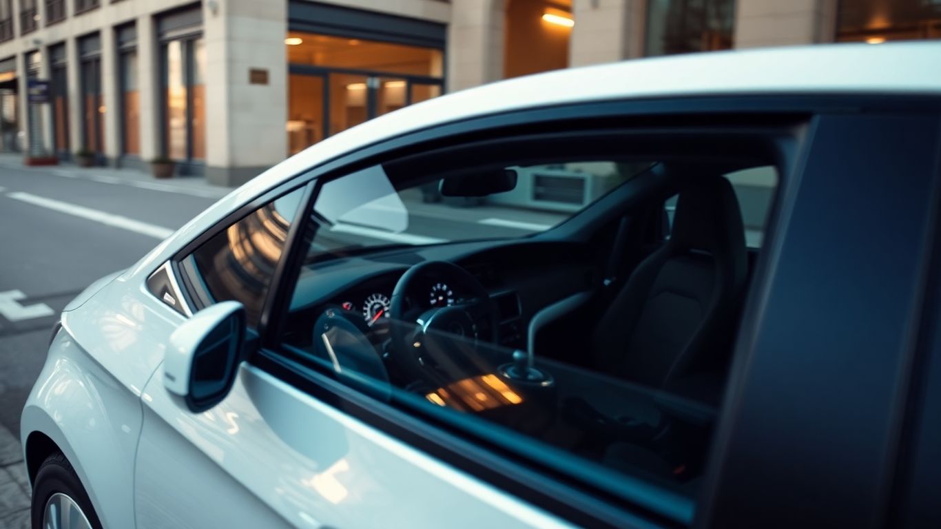 Voiture citadine moderne en conduite urbaine confortable