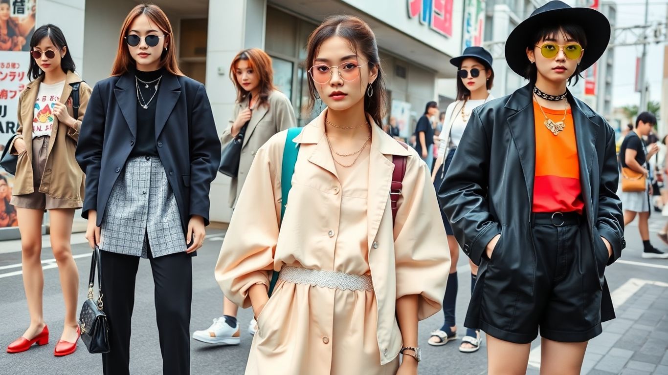 Japanese street fashion with unique clothing finds.