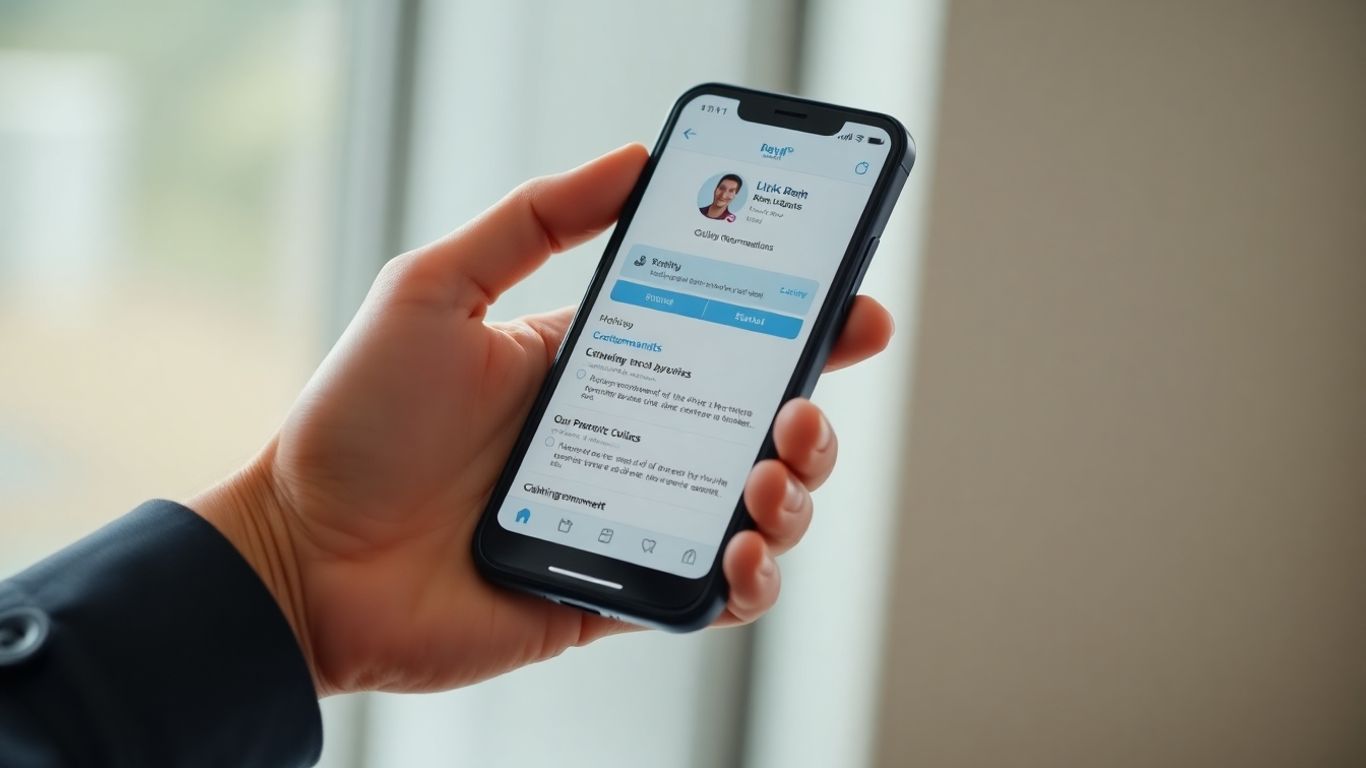 LinkedIn profile with recommendations on a smartphone.