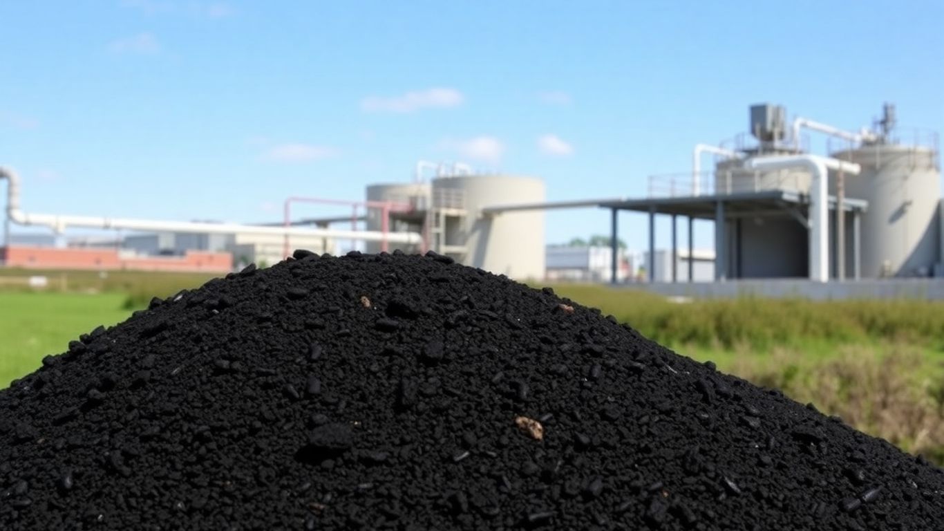 Biosolids pile at a wastewater treatment facility.