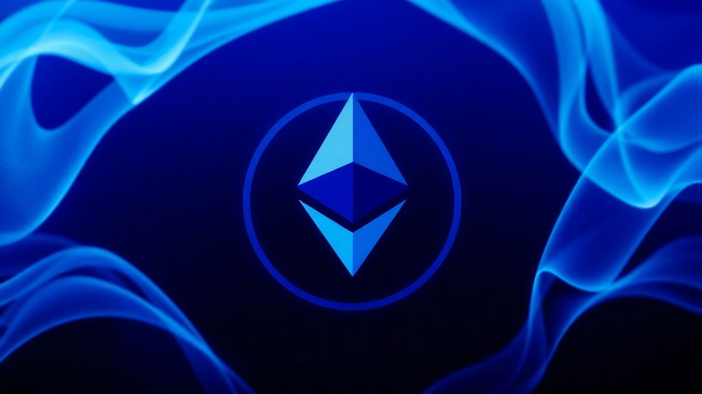 Ethereum logo with digital background