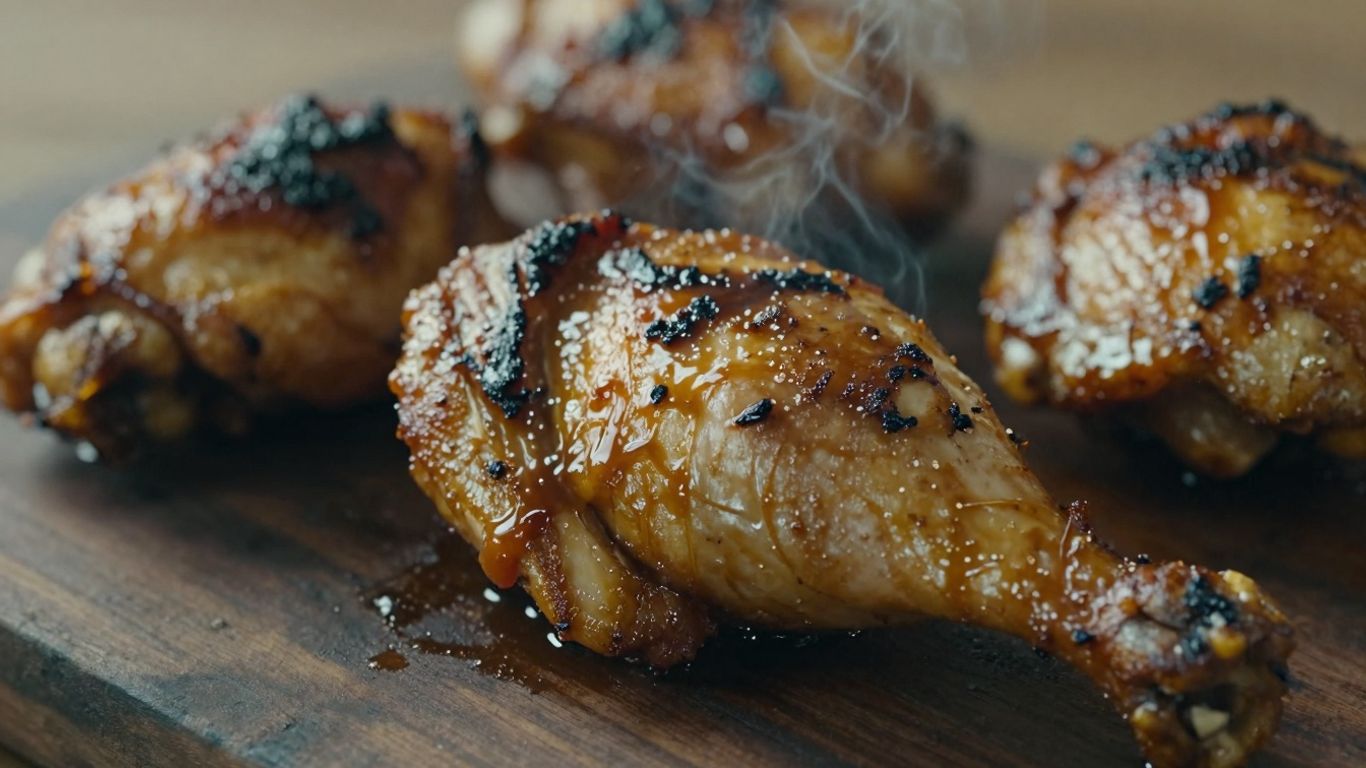 Delicious BBQ chicken pieces with smoky char marks.