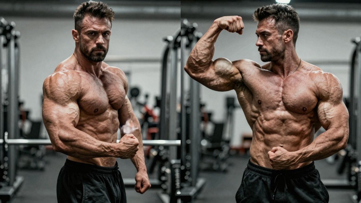 Bodybuilder with focus on muscle and hormonal balance.