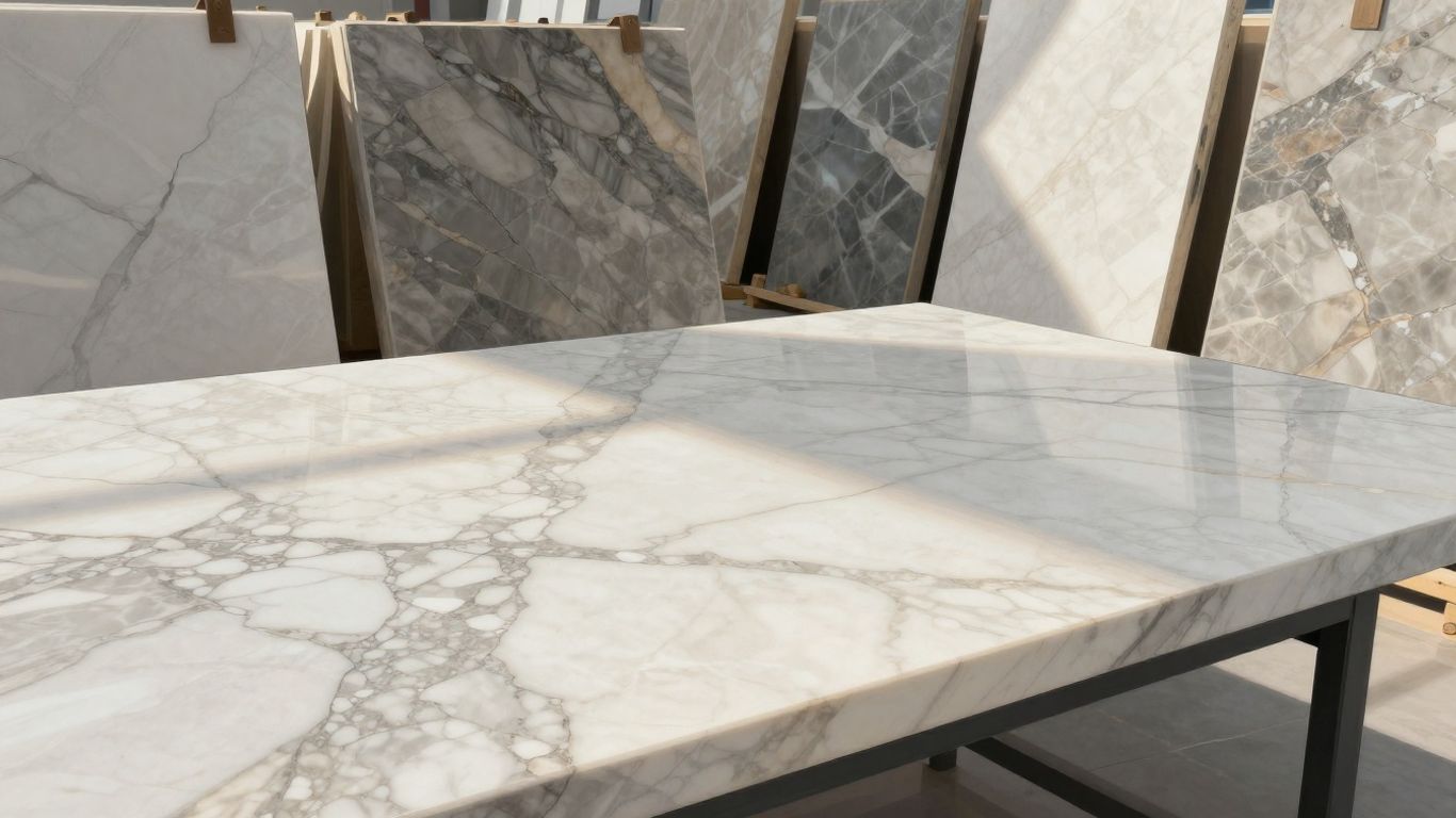 Online marble shop with various marble slabs.
