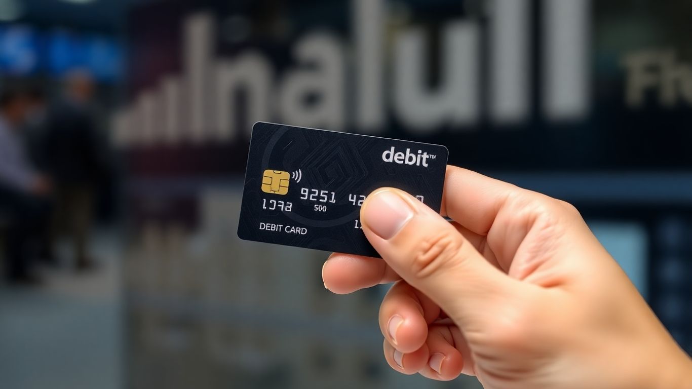 Person hält eine Debitkarte