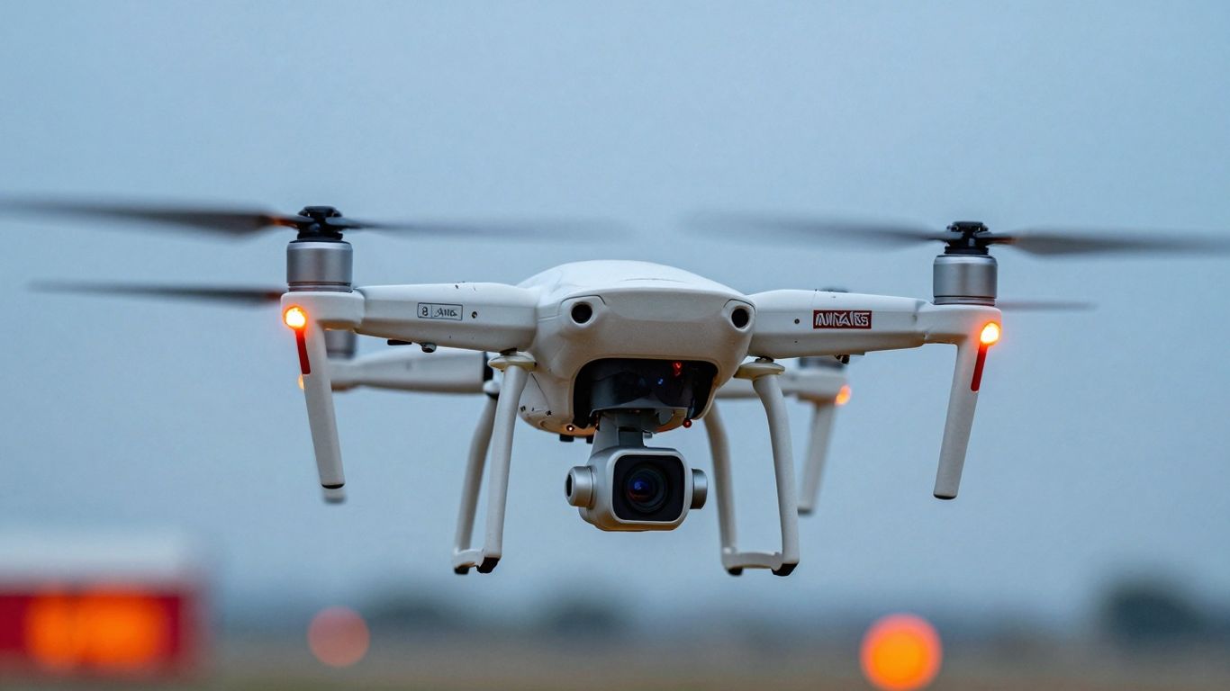 Drone with thermal camera viewing heat signatures.