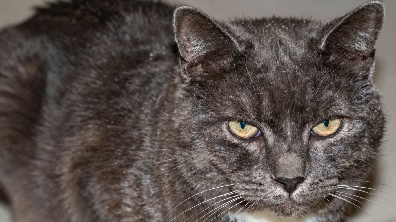 Cat with dandruff on its fur