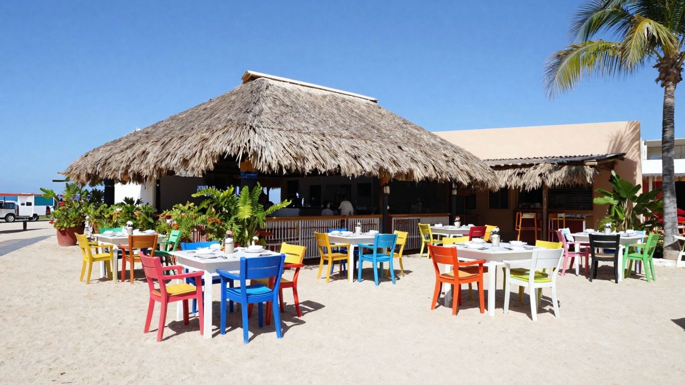 Outdoor dining area at Los Claros restaurant in Cabo.