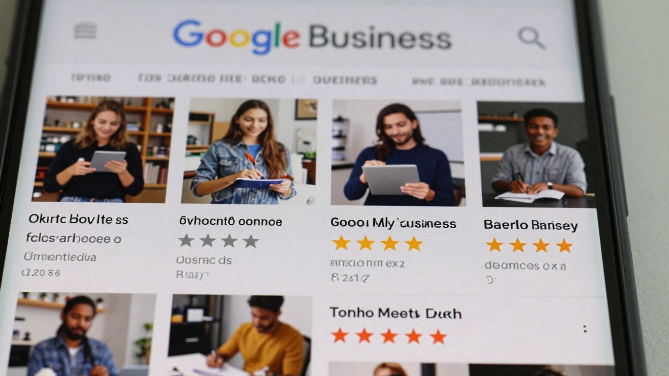 Profil Google My Business attrayant sur un écran de smartphone.
