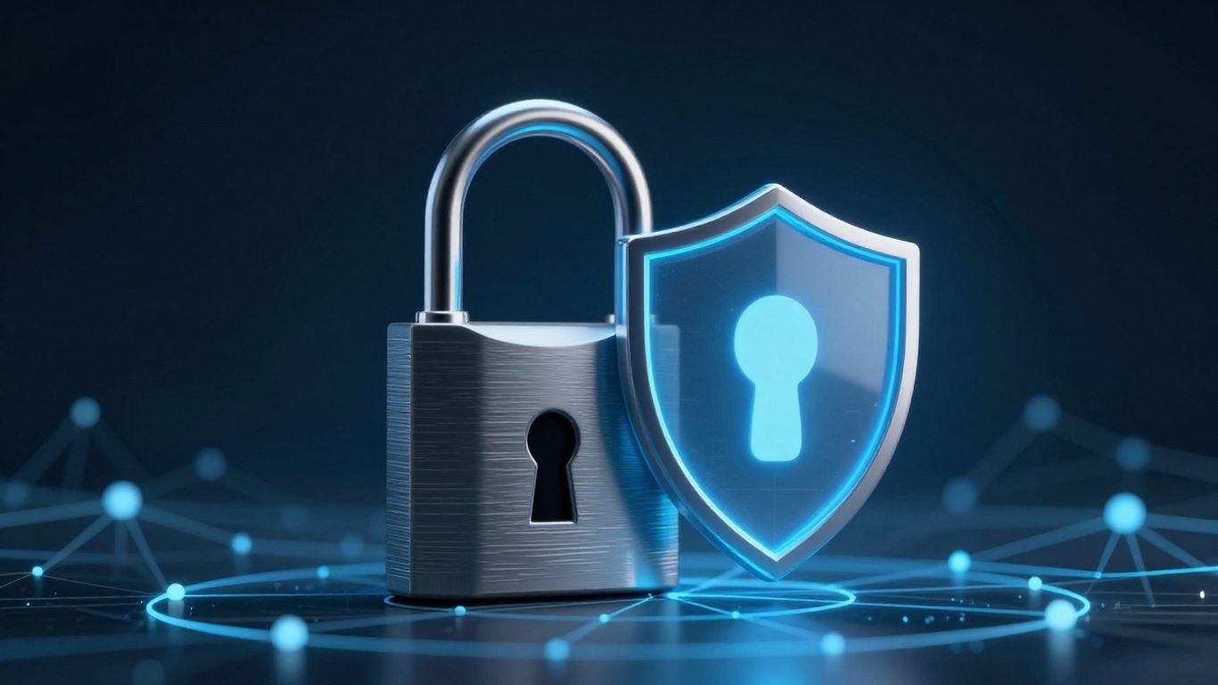 Digital padlock protecting a computer network.