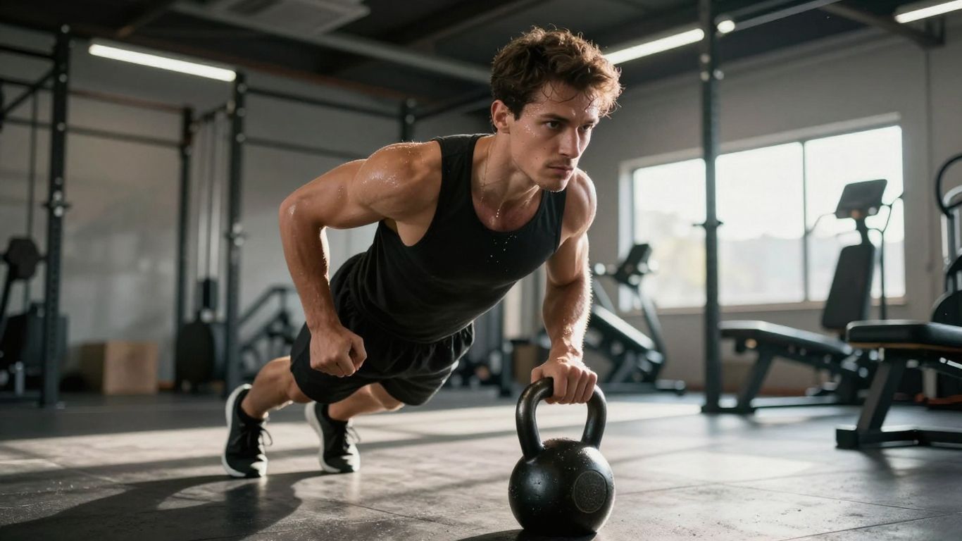 Professional exercising efficiently in a gym.