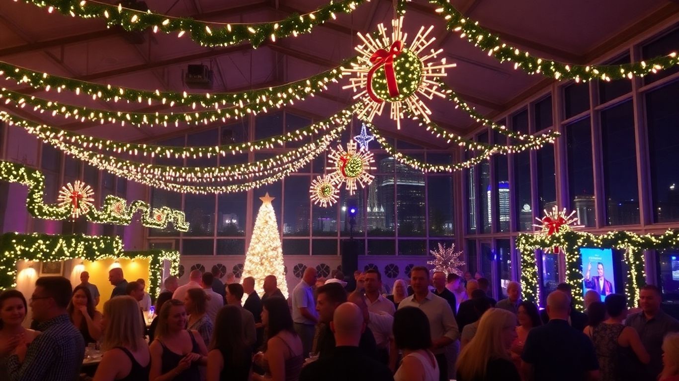 Dallas event venue decorated for the holidays.