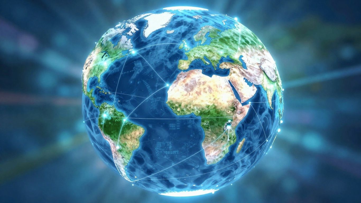 Globe connecté avec des lignes lumineuses