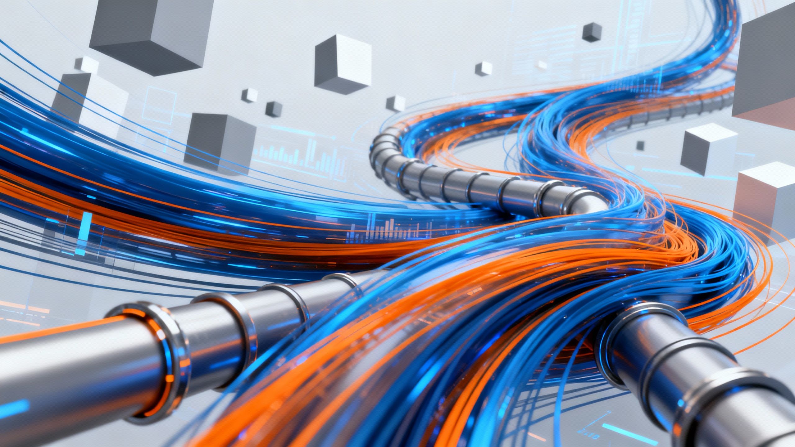 Abstract digital art representing sales pipelines and data flow.