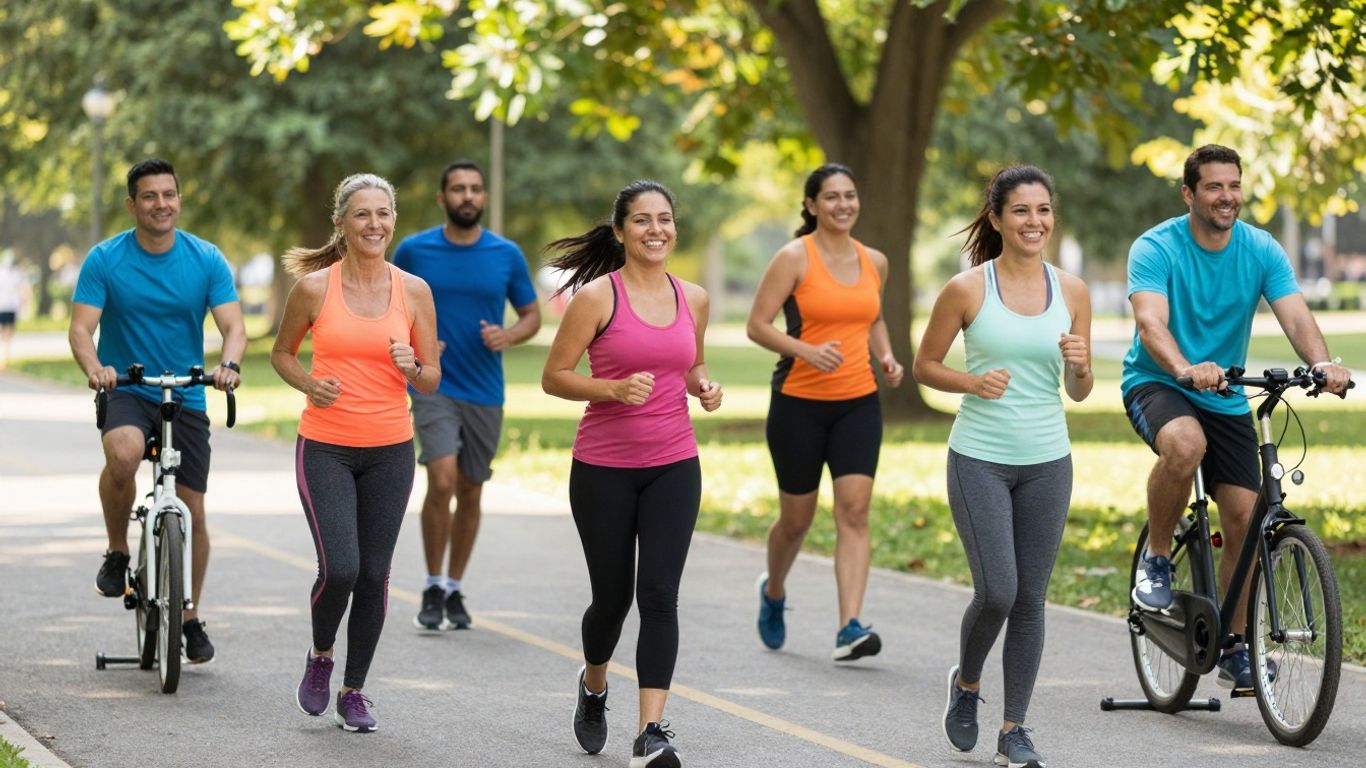 People exercising outdoors for sustainable weight loss.