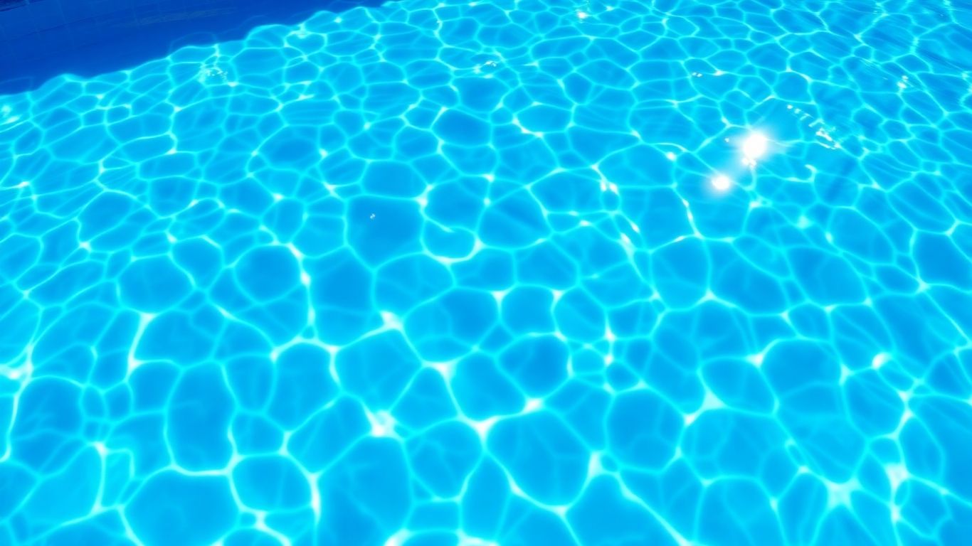 Sparkling salt water pool with blue glass tiles.