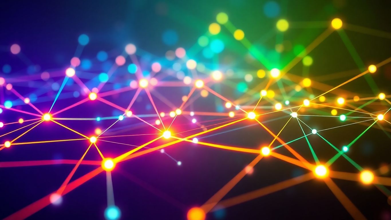 Glowing network of interconnected lines suggesting SEO growth.