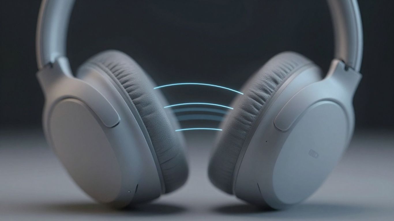 Bluetooth headphones with glowing digital intrusion lines.