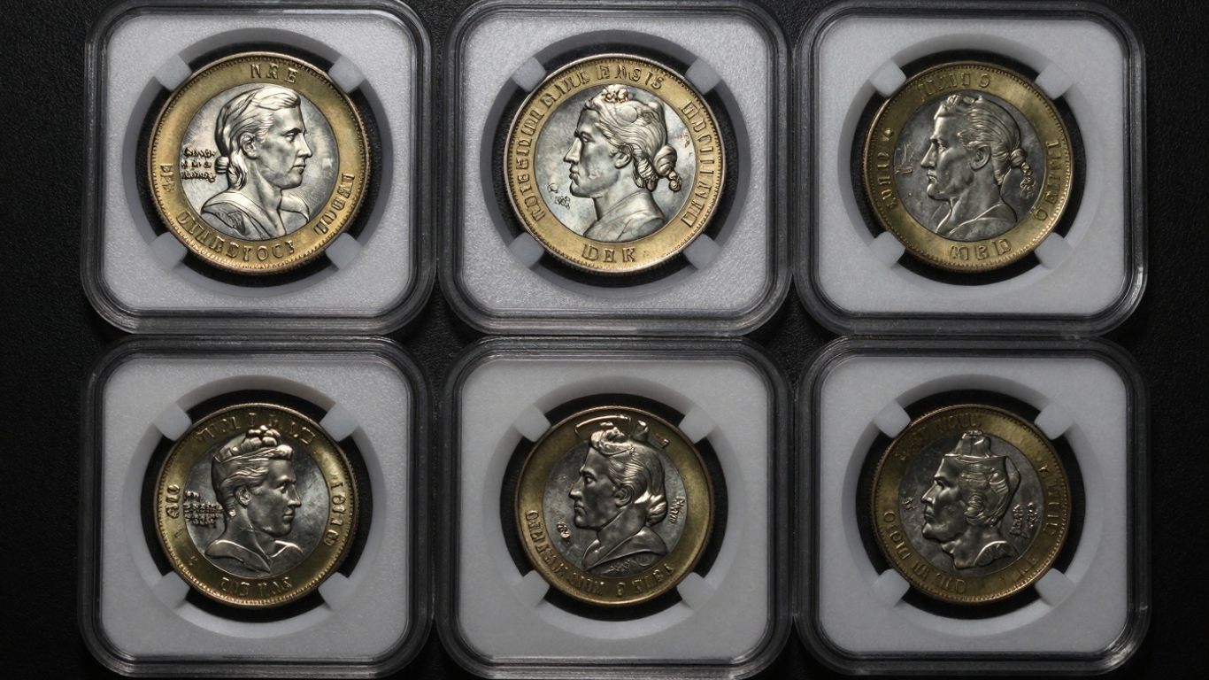 Three graded coins in protective slabs