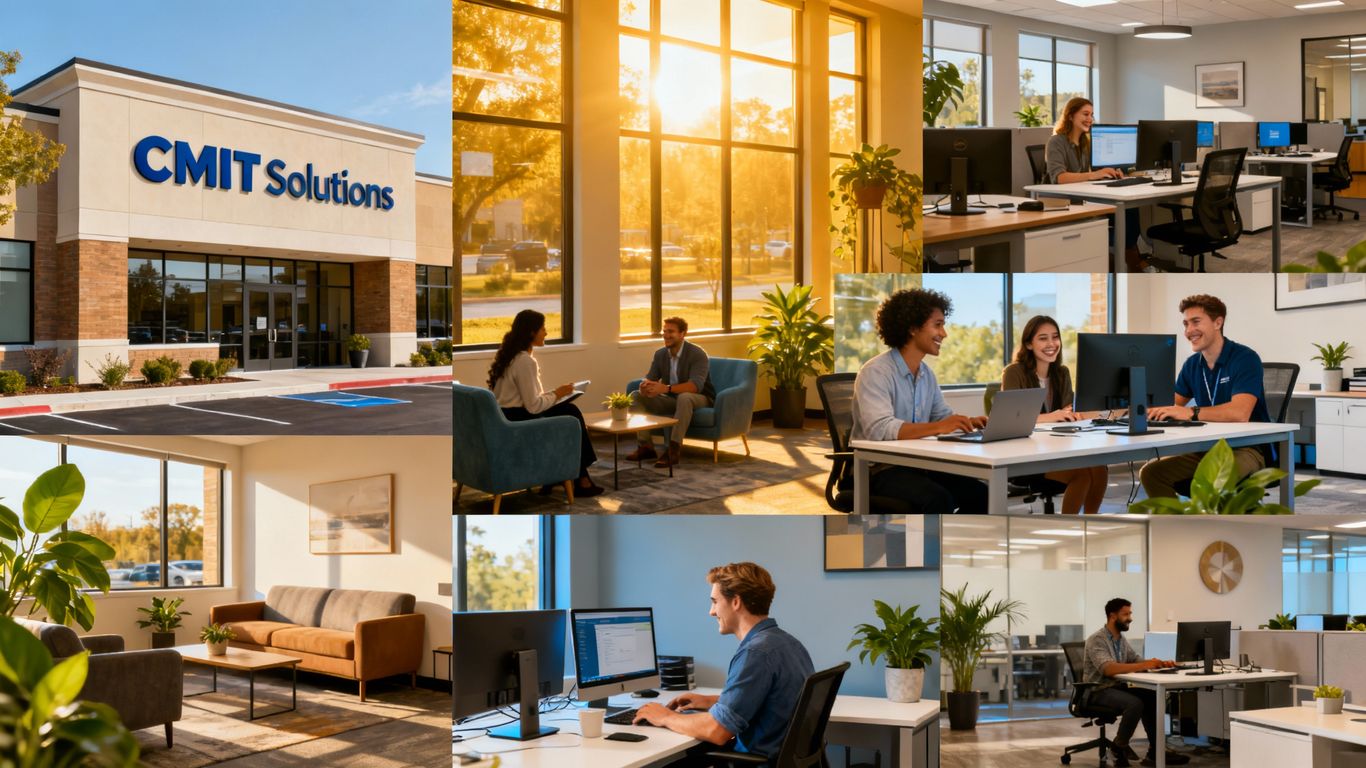 CMIT Solutions office locations map and modern workspaces.